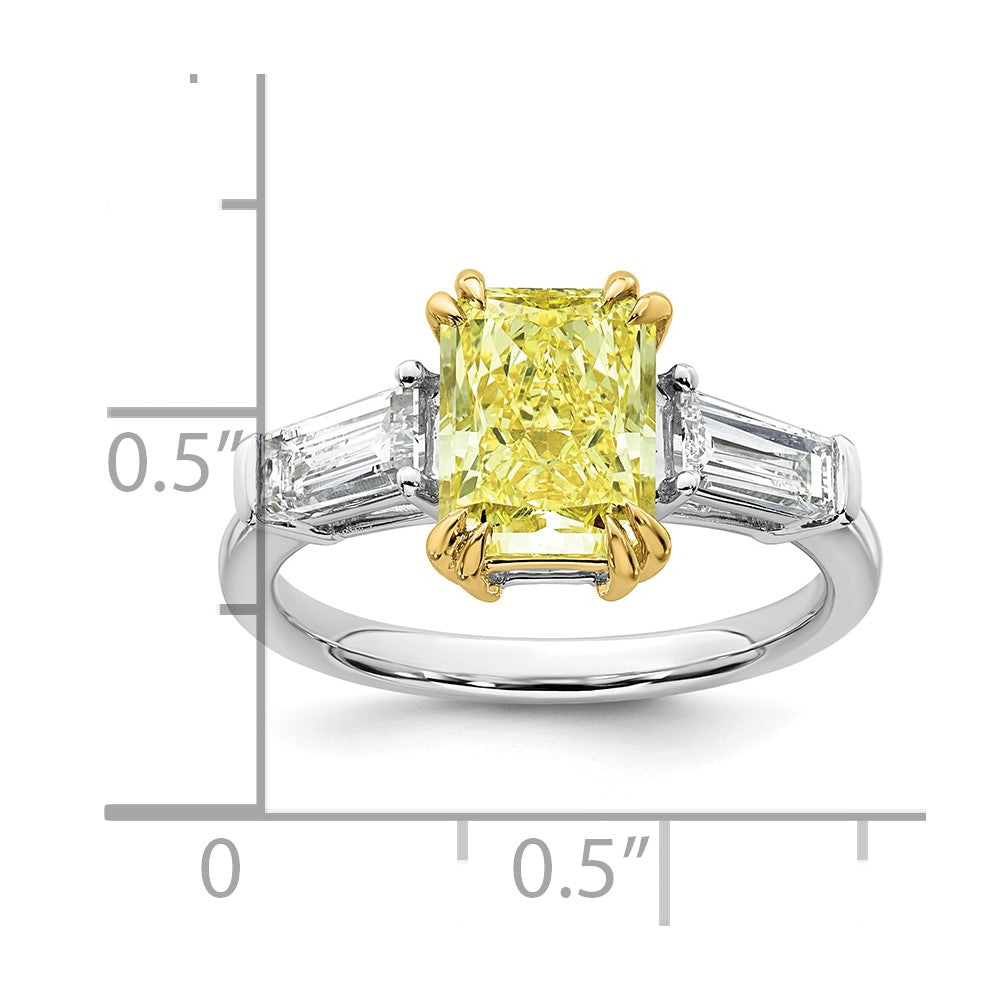Emma Grace 14ktt 3 1/3ct Lab Grown Dia Cert Vivid Yellow & VS+ F+ Comp Ring