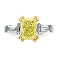 Emma Grace 14ktt 3 7/8ct LabGrown Dia Cert Vivid Yellow & VS+ F+ Comp Ring