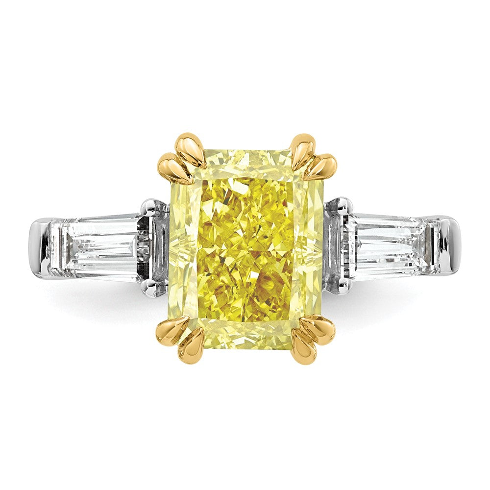 Emma Grace 14ktt 4 3/8ct Lab Grown Dia Cert Vivid Yellow & VS+ F+ Comp Ring