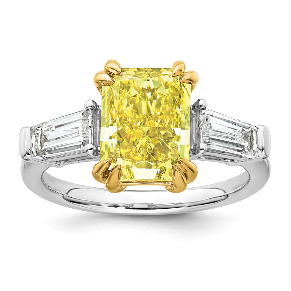 Emma Grace 14ktt 4 3/8ct Lab Grown Dia Cert Vivid Yellow & VS+ F+ Comp Ring