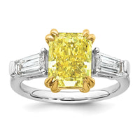 Emma Grace 14ktt 4 3/8ct Lab Grown Dia Cert Vivid Yellow & VS+ F+ Comp Ring
