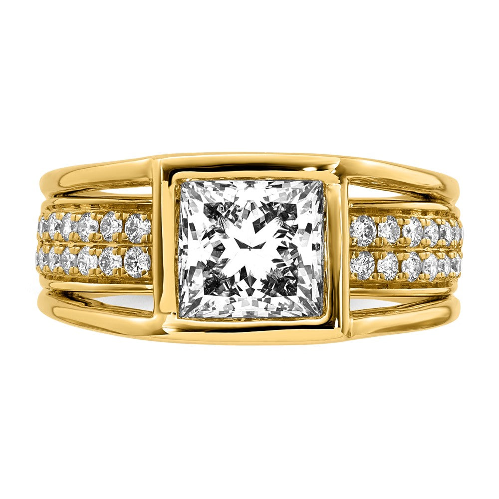14ky 2 1/2ct Cert Princess Lab Grown Dia VS+ F+ Comp Ring