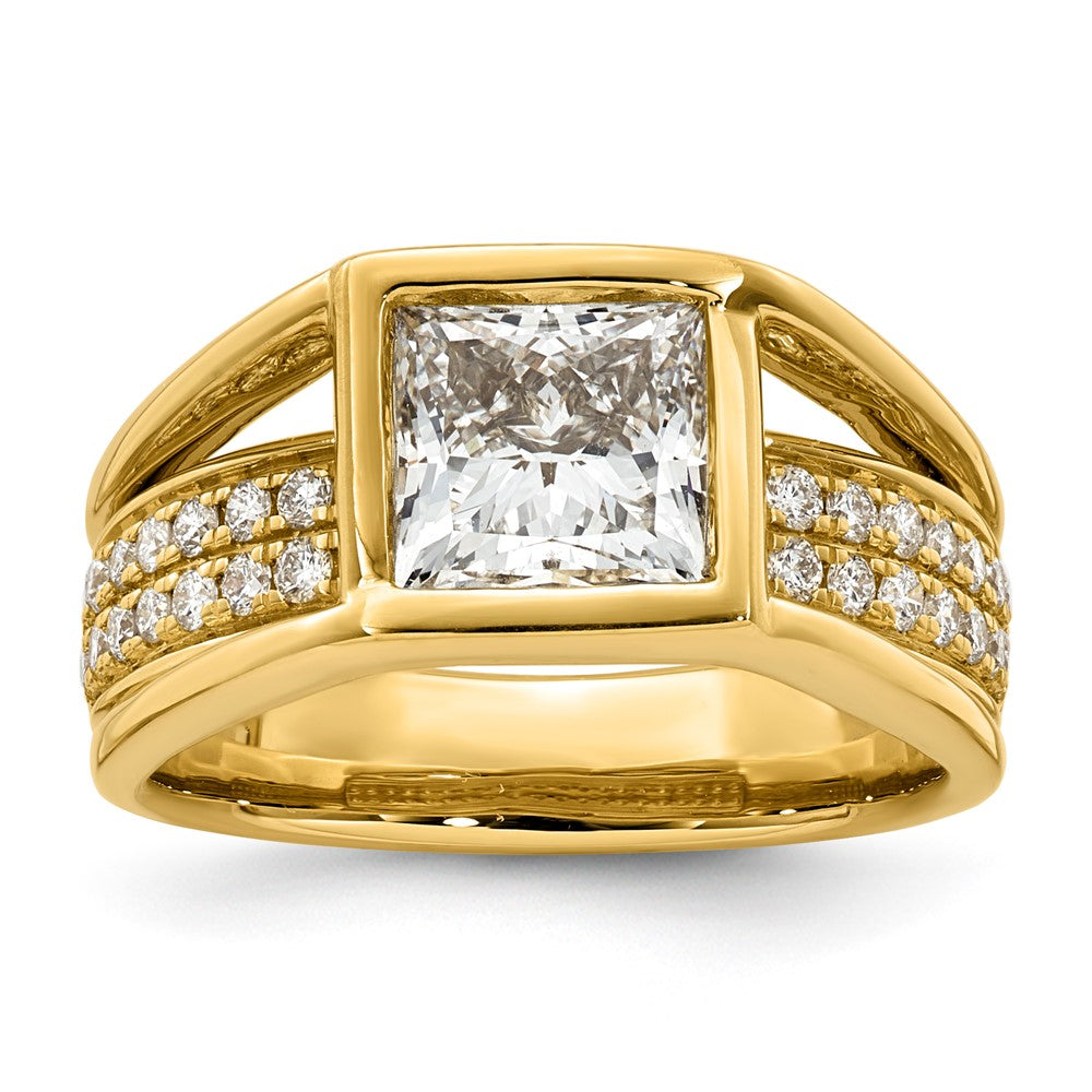 14ky 2 1/2ct Cert Princess Lab Grown Dia VS+ F+ Comp Ring