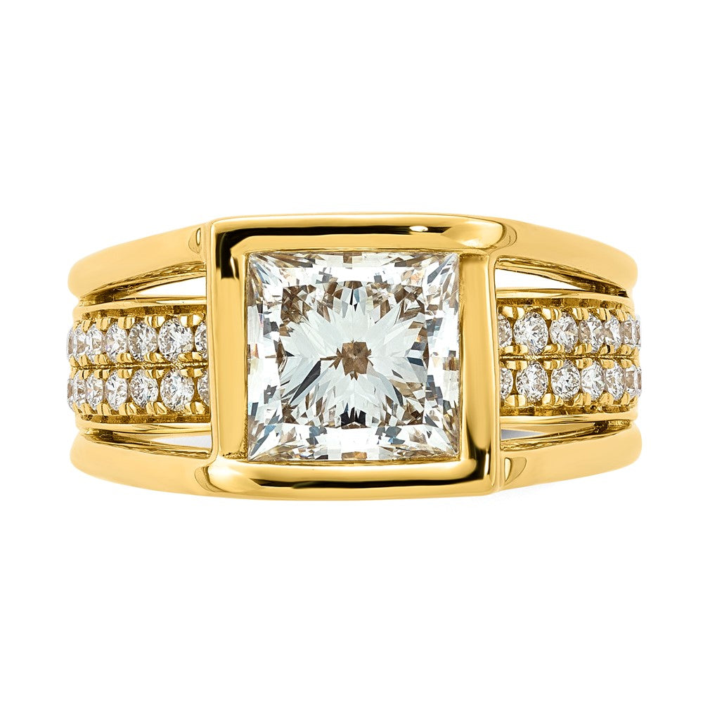 14ky 3ct Cert Princess Lab Grown Dia VS+ F+ Comp Ring