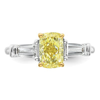 Emma Grace 14ktt 2 1/4ct Lab Grown Dia Cert Vivid Yellow & VS+ F+ Comp Ring