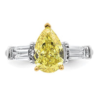 Emma Grace 14ktt 3 5/8ct Lab Grown Dia Cert Vivid Yellow & VS+ F+ Comp Ring