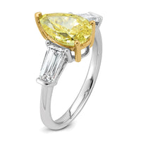 Emma Grace 14ktt 3 5/8ct Lab Grown Dia Cert Vivid Yellow & VS+ F+ Comp Ring