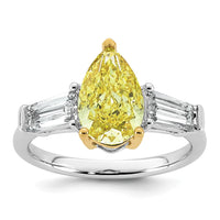Emma Grace 14ktt 3 5/8ct Lab Grown Dia Cert Vivid Yellow & VS+ F+ Comp Ring