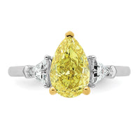 Emma Grace 14ktt 2 3/8ct Lab Grown Dia Cert Vivid Yellow & VS+ F+ Comp Ring