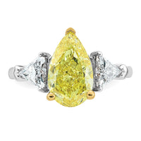 Emma Grace 14ktt 4ct LabGrown Dia Cert Vivid Yellow & VS+ F+ Comp Ring