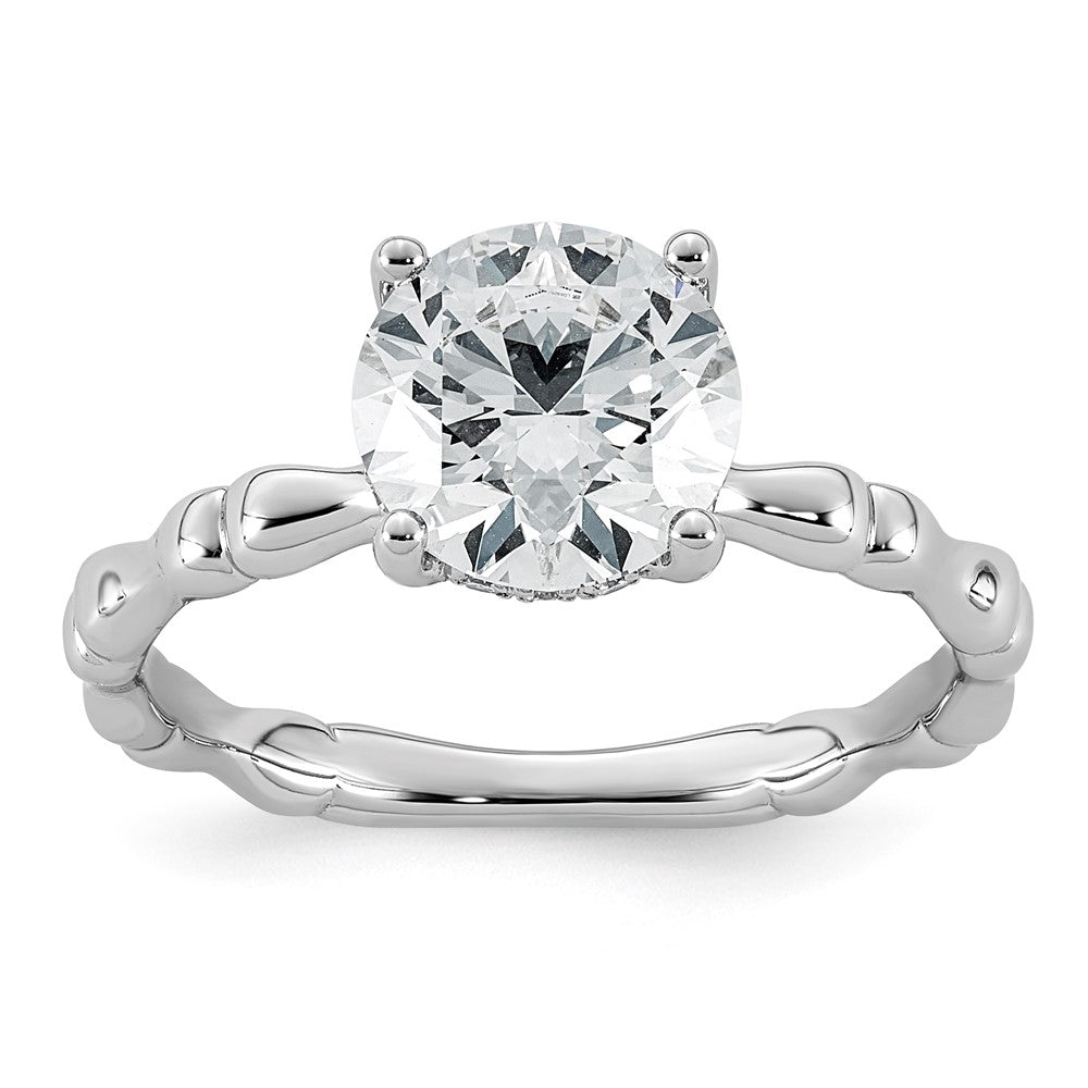 14kw 2 1/8ct Cert Round Center Lab Grown Diamond VS+ F+ Comp Ring