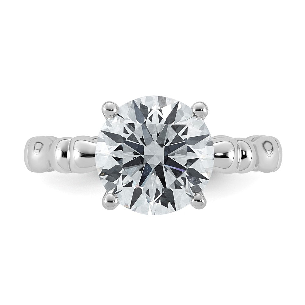 14kw 3 1/5ct Cert Round Center Lab Grown Diamond VS+ F+ Comp Ring