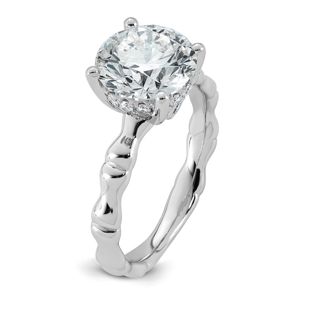 14kw 3 1/5ct Cert Round Center Lab Grown Diamond VS+ F+ Comp Ring
