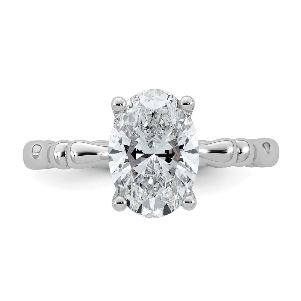 14kw 2 1/8ct Cert Oval Center Lab Grown Diamond VS+ F+ Comp Ring