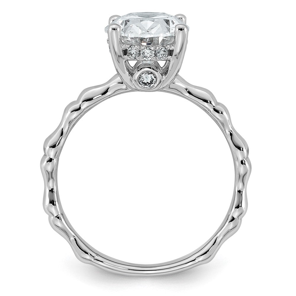 14kw 3 1/5ct Cert Oval Center Lab Grown Diamond VS+ F+ Comp Ring
