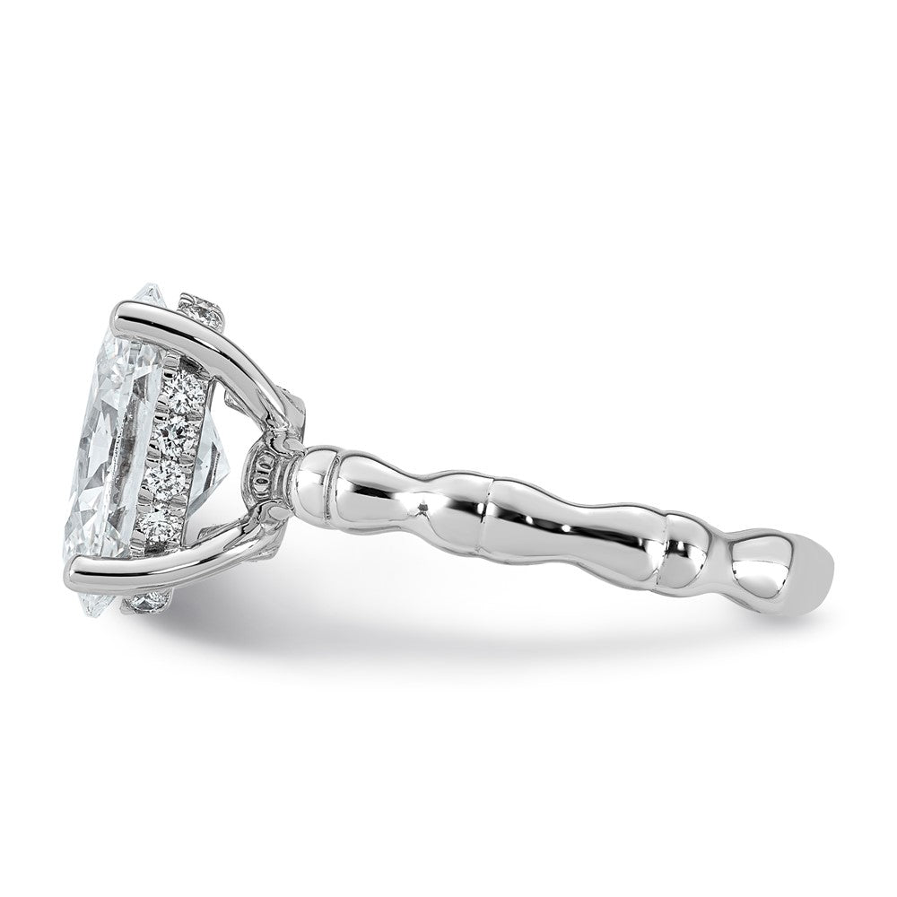 14kw 3 1/5ct Cert Oval Center Lab Grown Diamond VS+ F+ Comp Ring