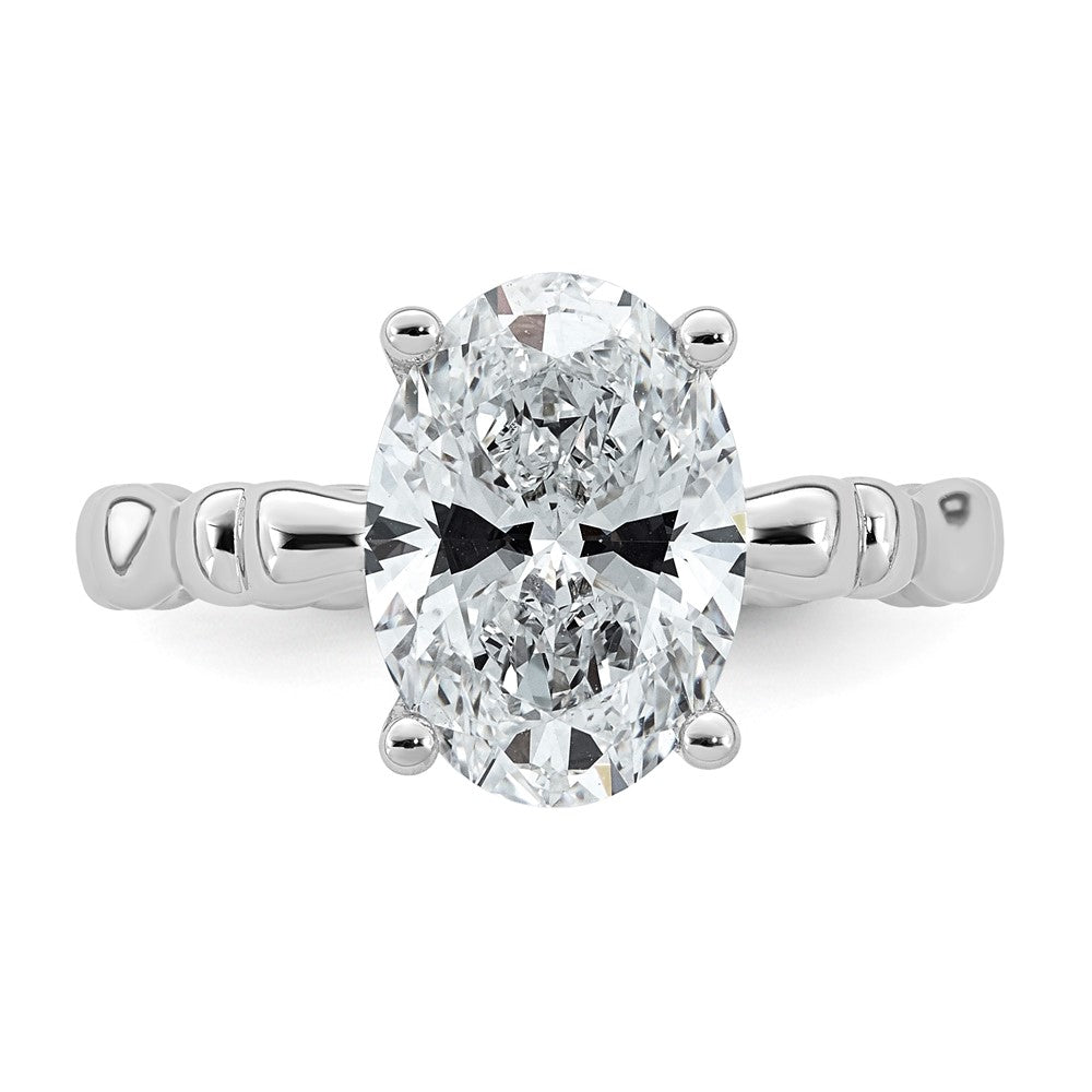 14kw 3 1/5ct Cert Oval Center Lab Grown Diamond VS+ F+ Comp Ring