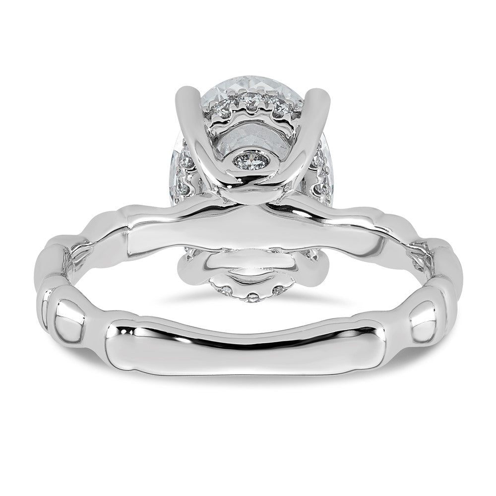 14kw 3 1/5ct Cert Oval Center Lab Grown Diamond VS+ F+ Comp Ring
