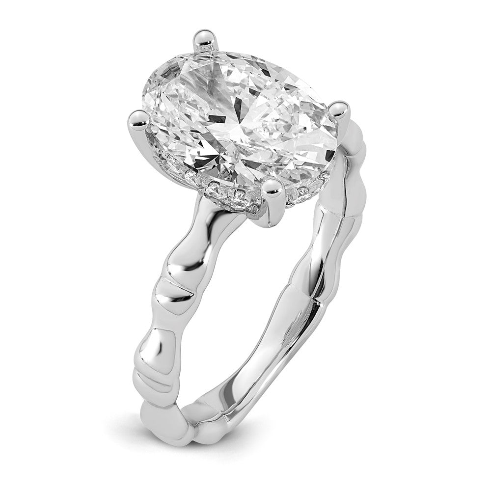 14kw 3 1/5ct Cert Oval Center Lab Grown Diamond VS+ F+ Comp Ring