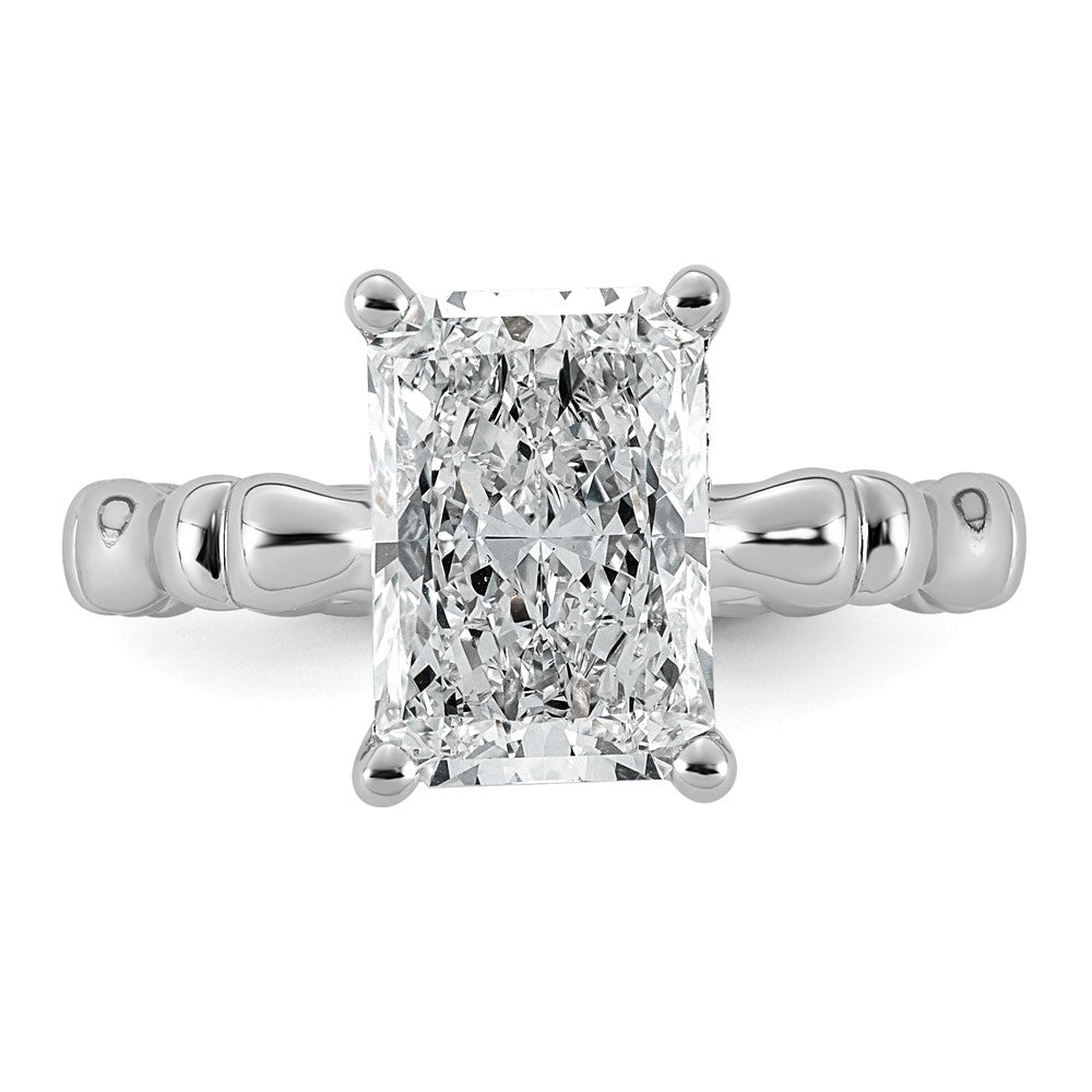 14kw 3 1/5ct Cert Radiant Center Lab Grown Diamond VS+ F+ Comp Ring