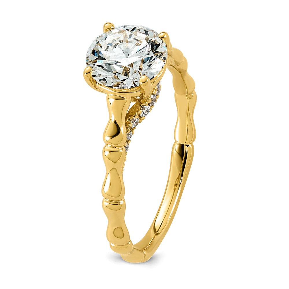 14ky 1 5/8ct Cert Round Center Lab Grown Diamond VS+ F+ Comp Ring