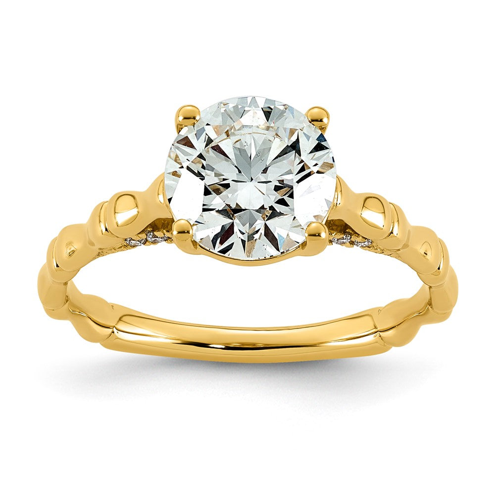 14ky 2 1/8ct Cert Round Center Lab Grown Diamond VS+ F+ Comp Ring