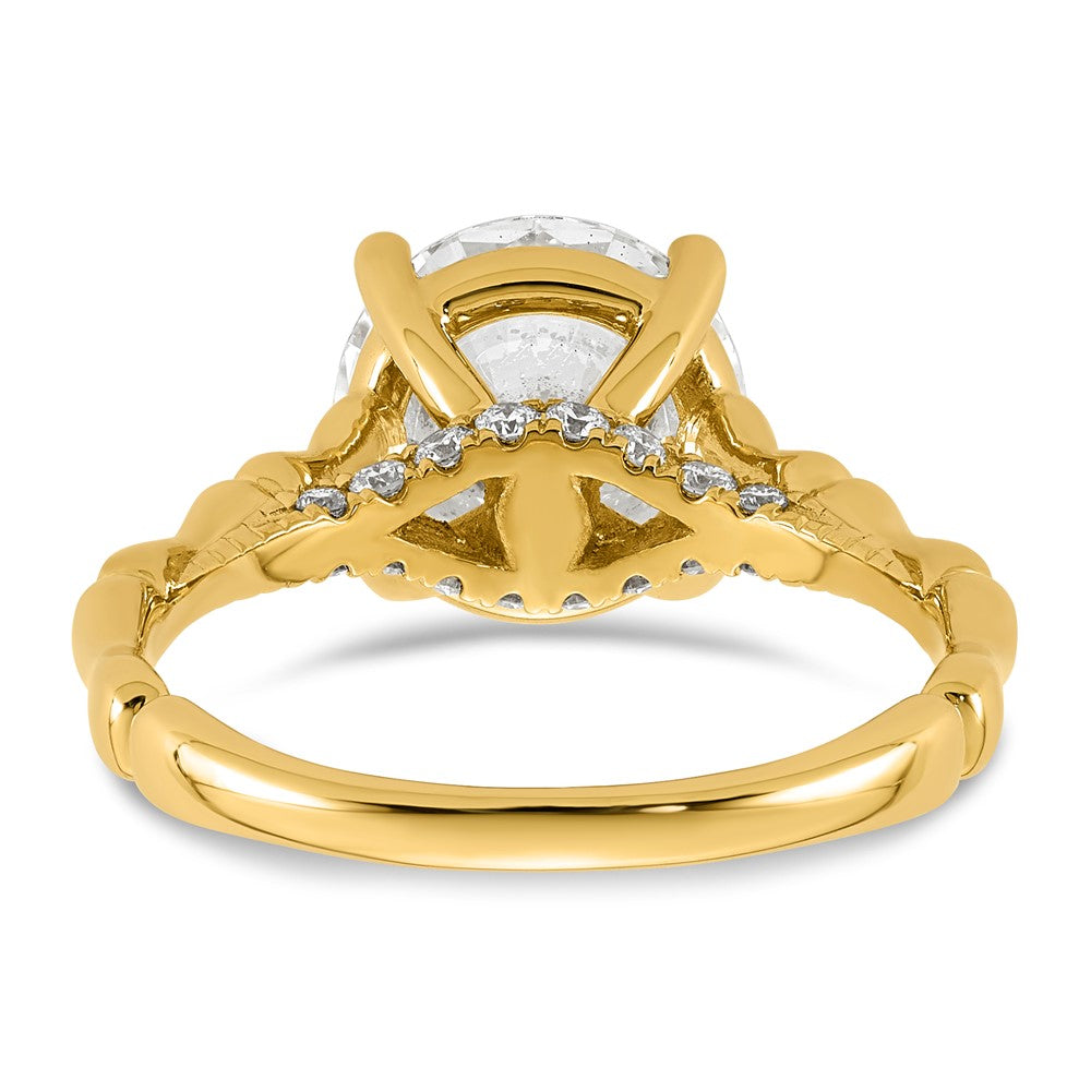 14ky 3 1/6ct Cert Round Center Lab Grown Diamond VS+ F+ Comp Ring