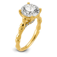 14ky 3 1/6ct Cert Round Center Lab Grown Diamond VS+ F+ Comp Ring
