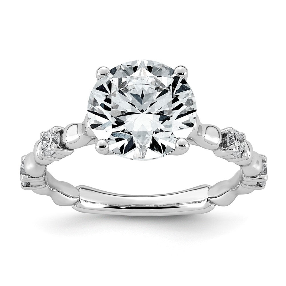 14kw 3 1/4ct Cert Round Center Lab Grown Diamond VS+ F+ Comp Ring