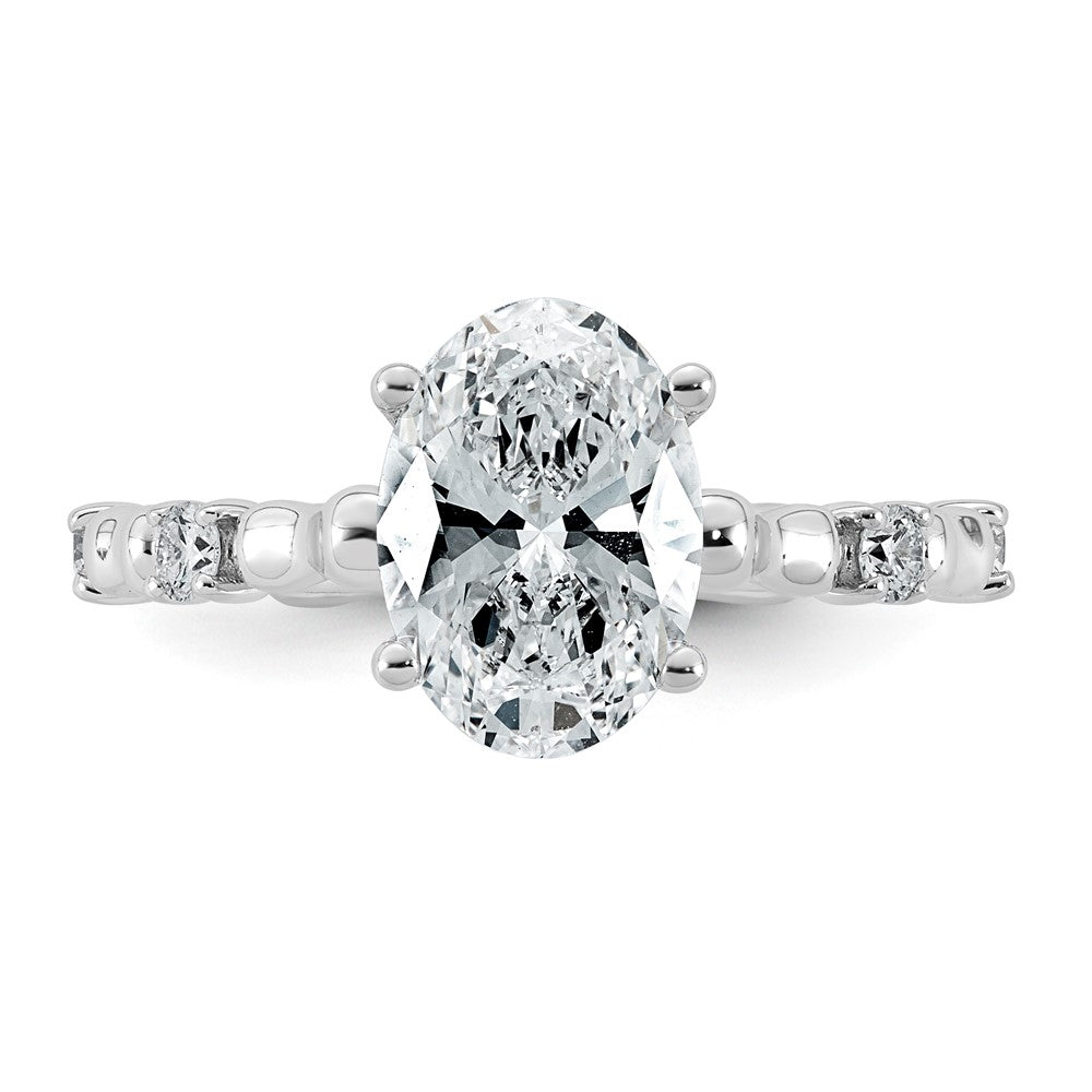 14kw 2 1/6ct Certified Oval Center Lab Grown Diamond VS+ F+ Comp Ring
