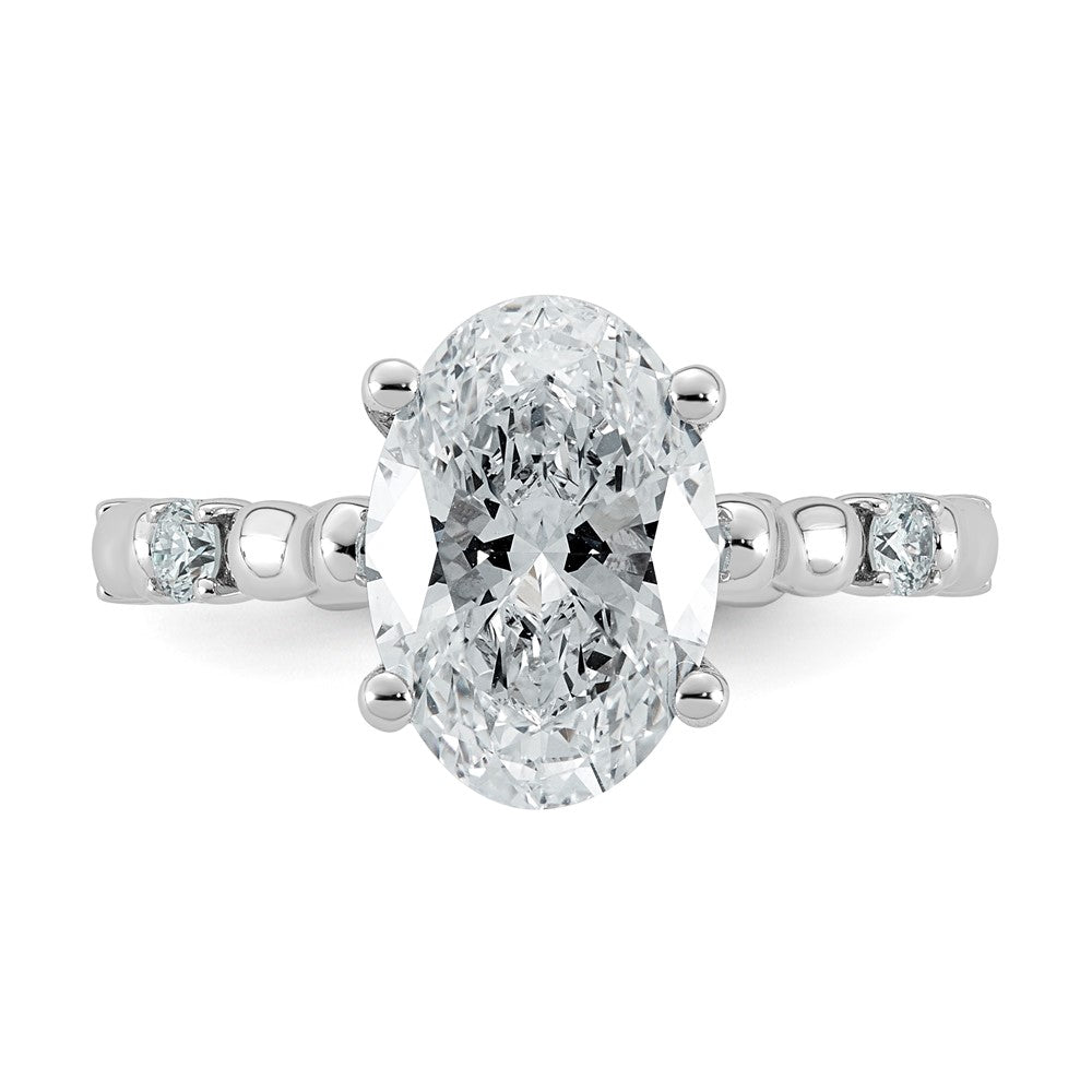 14kw 3 1/4ct Certified Oval Center Lab Grown Diamond VS+ F+ Comp Ring