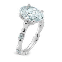14kw 3 1/4ct Certified Oval Center Lab Grown Diamond VS+ F+ Comp Ring
