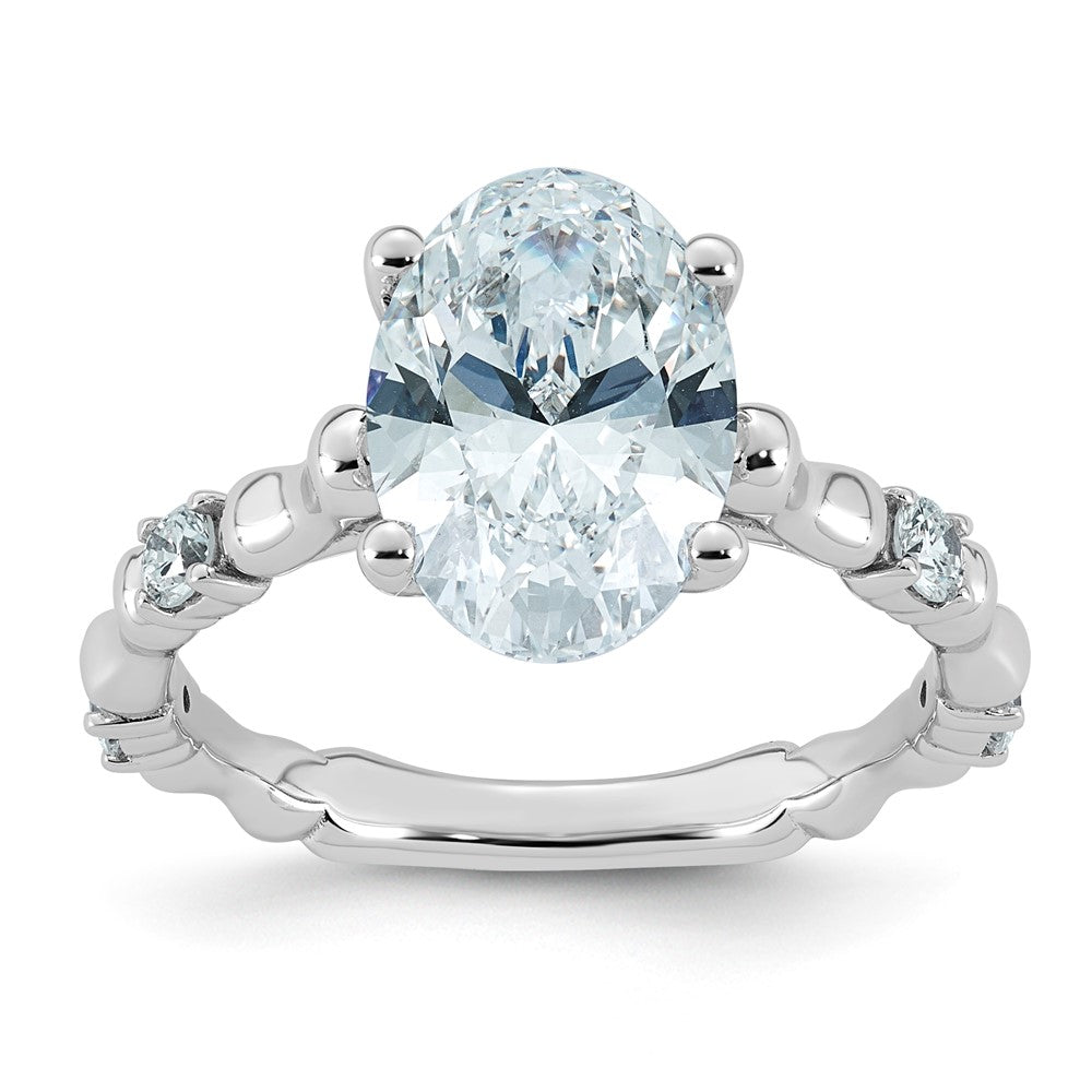 14kw 3 1/4ct Certified Oval Center Lab Grown Diamond VS+ F+ Comp Ring