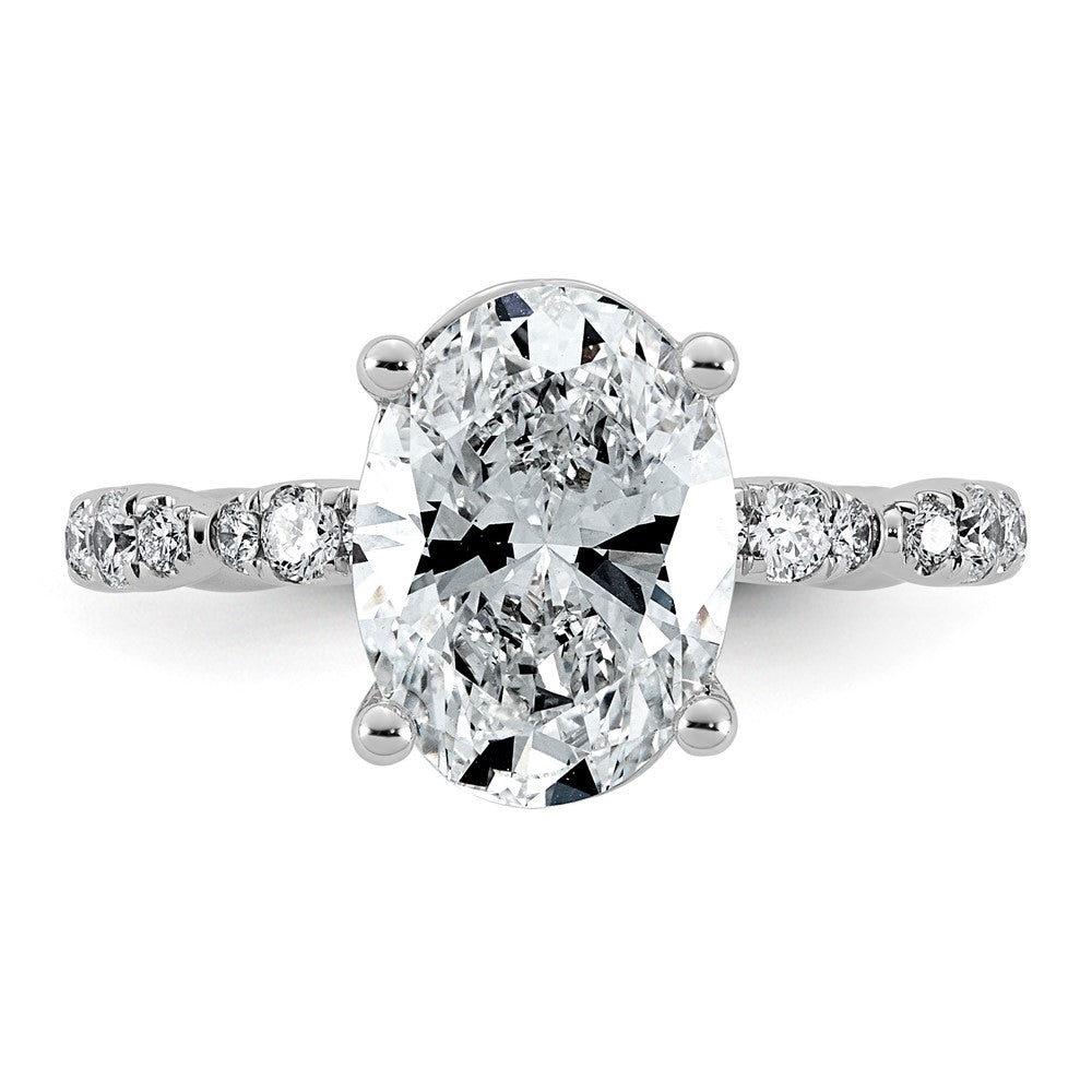 14kw 3 1/2ct Certified Oval Center Lab Grown Diamond VS+ F+ Comp Ring