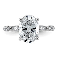 14kw 3 1/2ct Certified Oval Center Lab Grown Diamond VS+ F+ Comp Ring