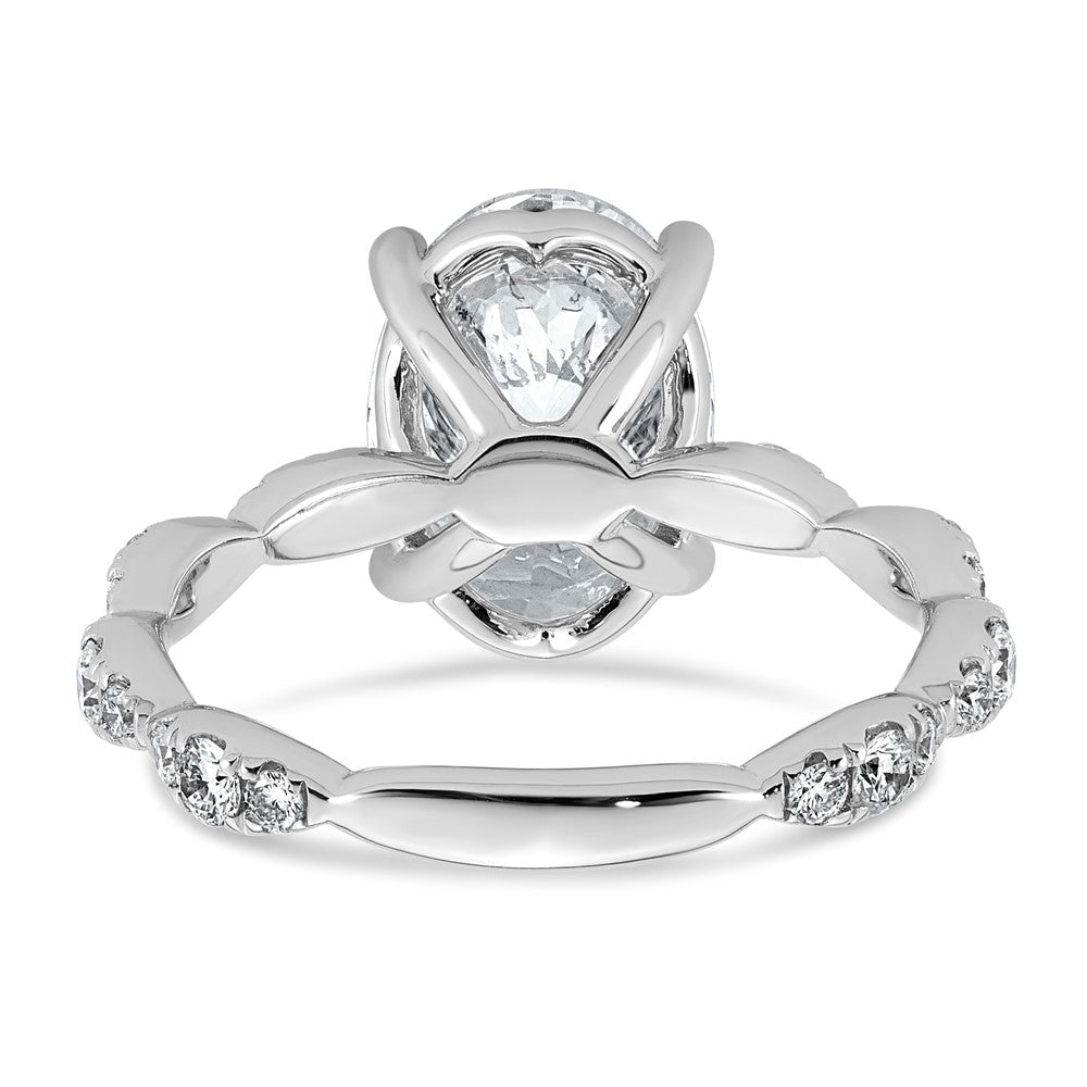 14kw 3 1/2ct Certified Oval Center Lab Grown Diamond VS+ F+ Comp Ring
