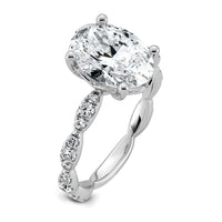 14kw 3 1/2ct Certified Oval Center Lab Grown Diamond VS+ F+ Comp Ring