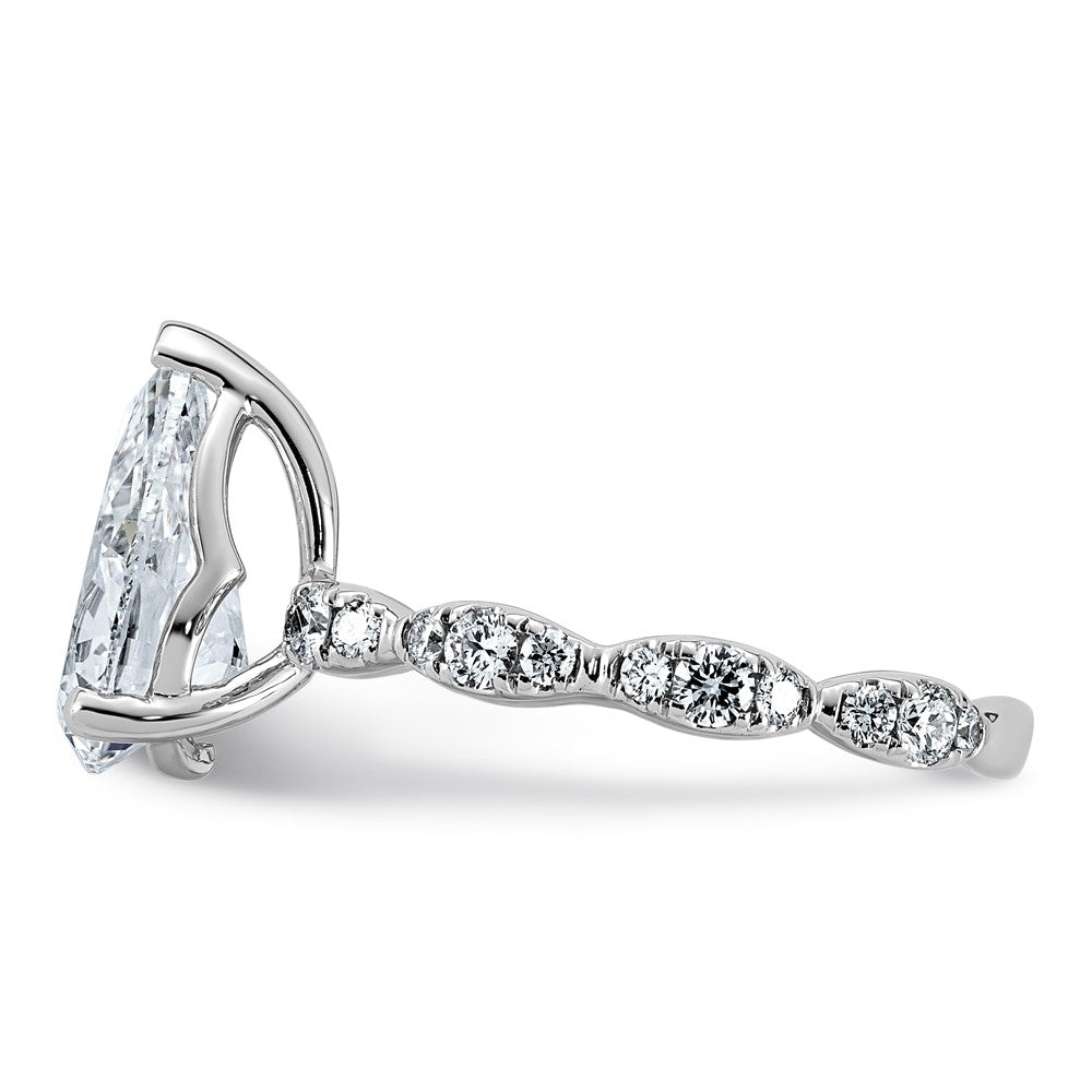 14kw 3ct Certified Pear Center Lab Grown Diamond VS+ F+ Comp Ring