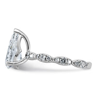 14kw 3ct Certified Pear Center Lab Grown Diamond VS+ F+ Comp Ring