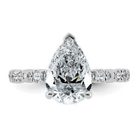 14kw 3ct Certified Pear Center Lab Grown Diamond VS+ F+ Comp Ring