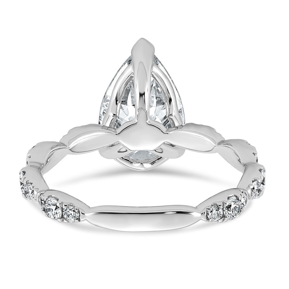 14kw 3ct Certified Pear Center Lab Grown Diamond VS+ F+ Comp Ring