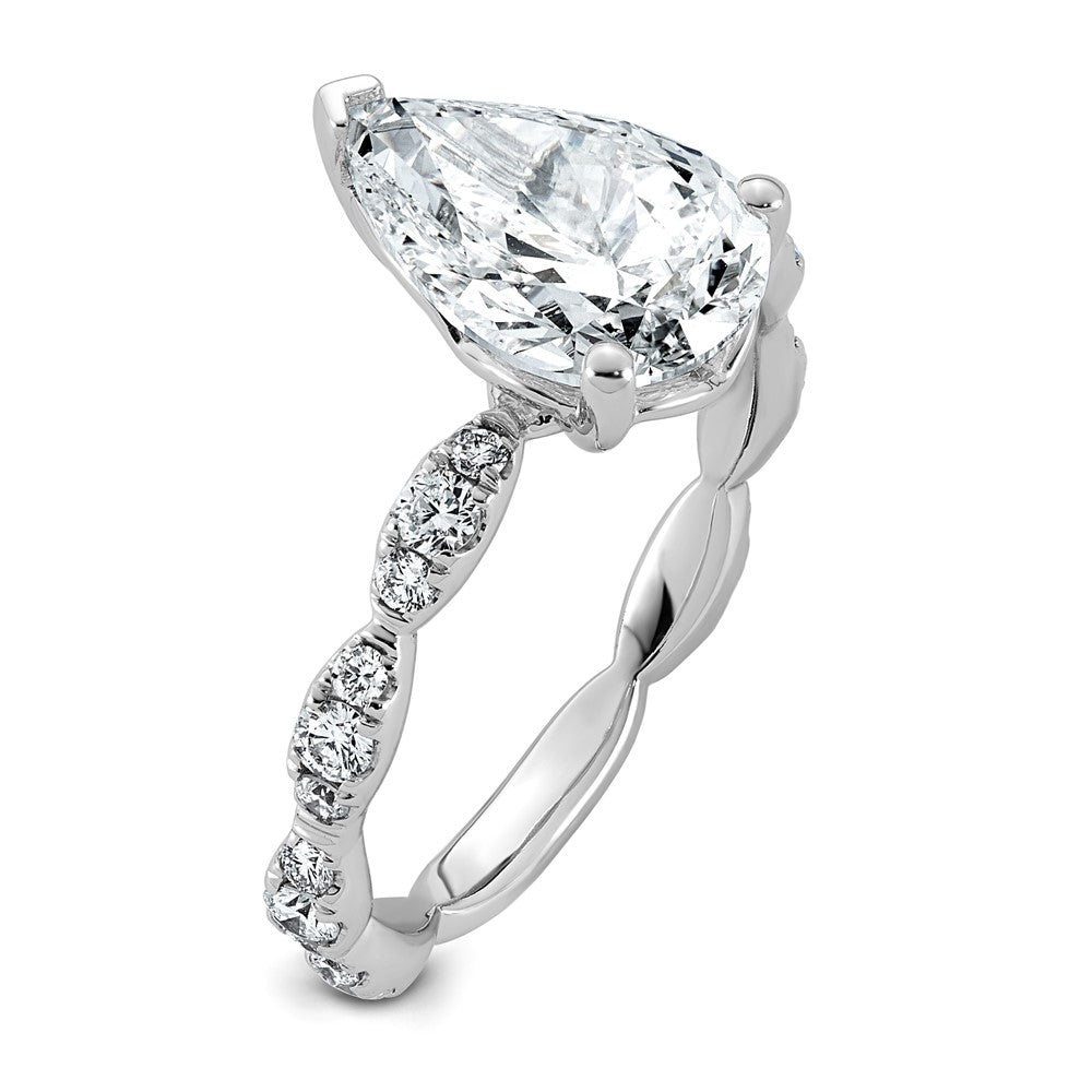 14kw 3ct Certified Pear Center Lab Grown Diamond VS+ F+ Comp Ring