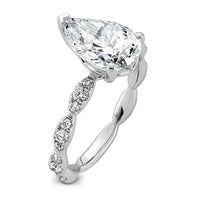 14kw 3ct Certified Pear Center Lab Grown Diamond VS+ F+ Comp Ring