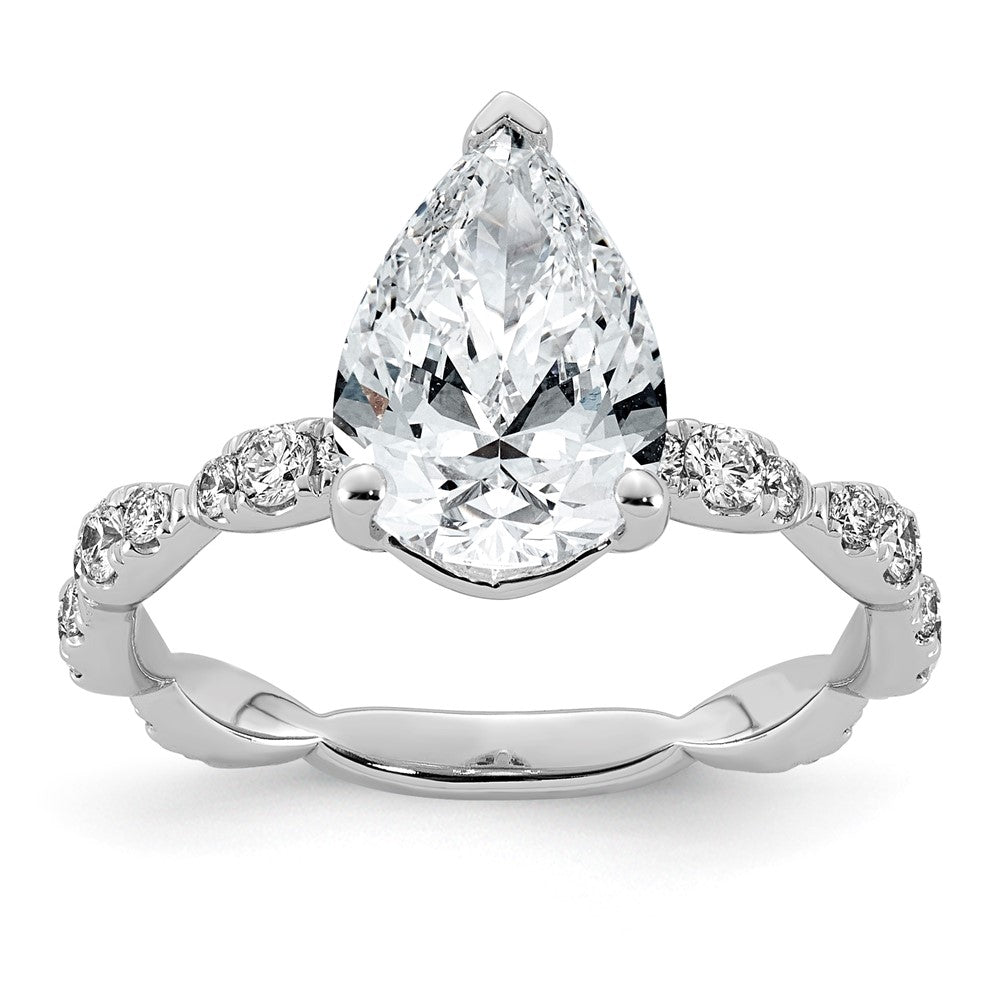 14kw 3ct Certified Pear Center Lab Grown Diamond VS+ F+ Comp Ring