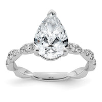 14kw 3ct Certified Pear Center Lab Grown Diamond VS+ F+ Comp Ring