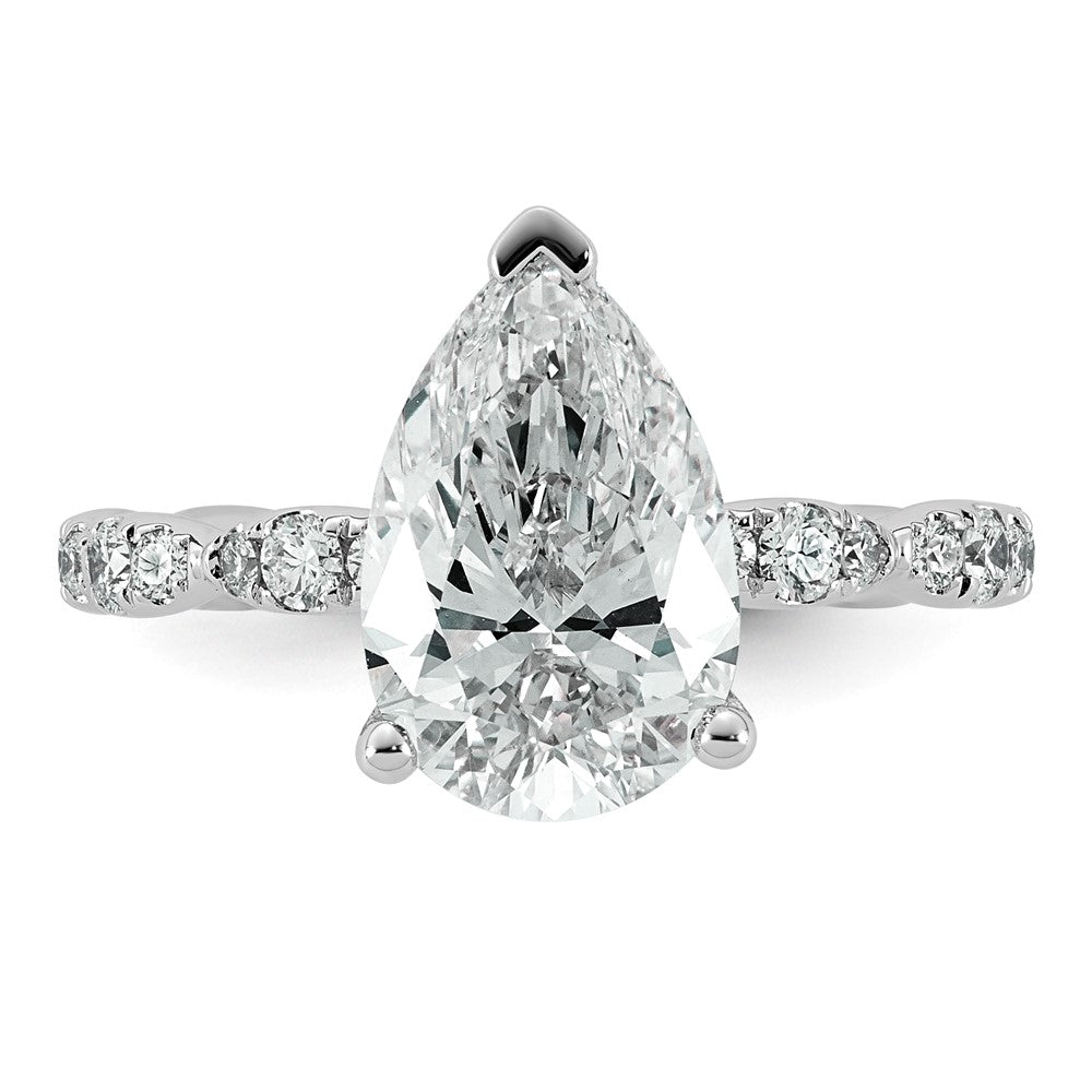14kw 3 1/2ct Certified Pear Center Lab Grown Diamond VS+ F+ Comp Ring