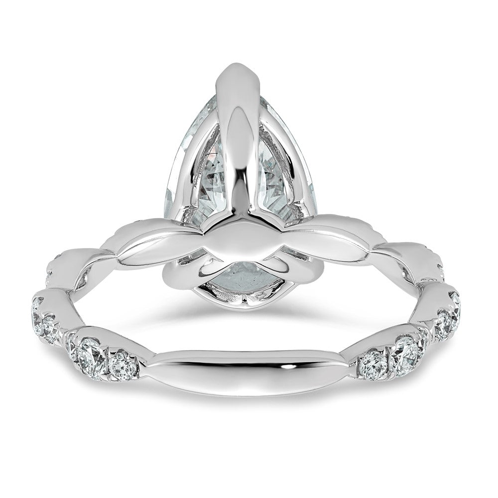 14kw 3 1/2ct Certified Pear Center Lab Grown Diamond VS+ F+ Comp Ring