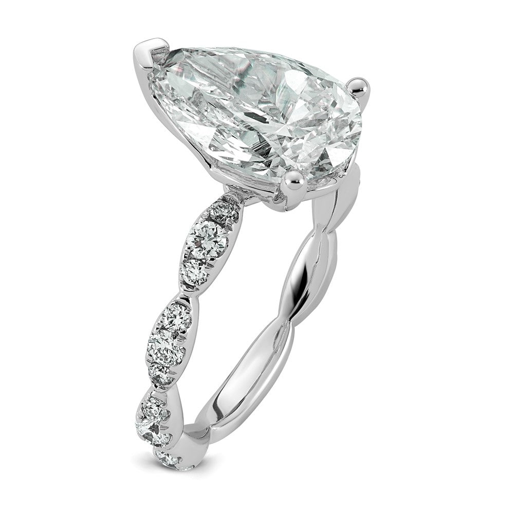 14kw 3 1/2ct Certified Pear Center Lab Grown Diamond VS+ F+ Comp Ring