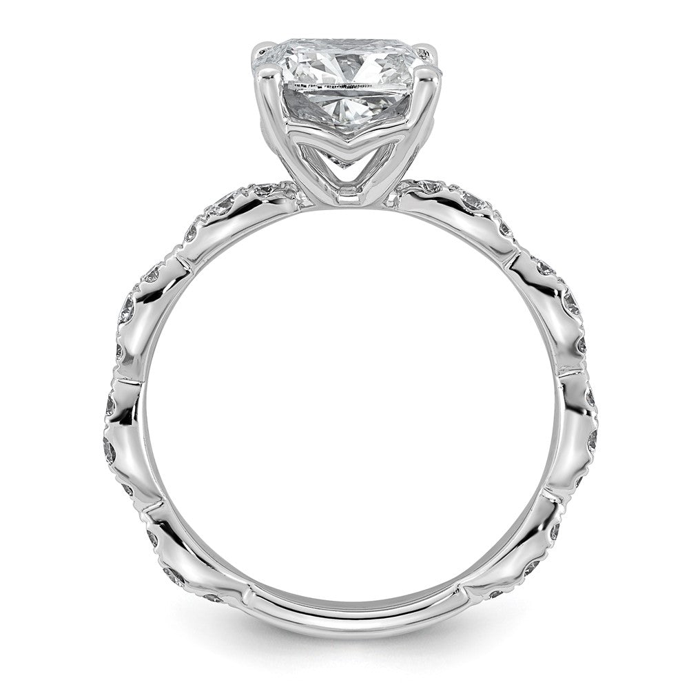 14kw 3ct Certified Cushion Center Lab Grown Diamond VS+ F+ Comp Ring
