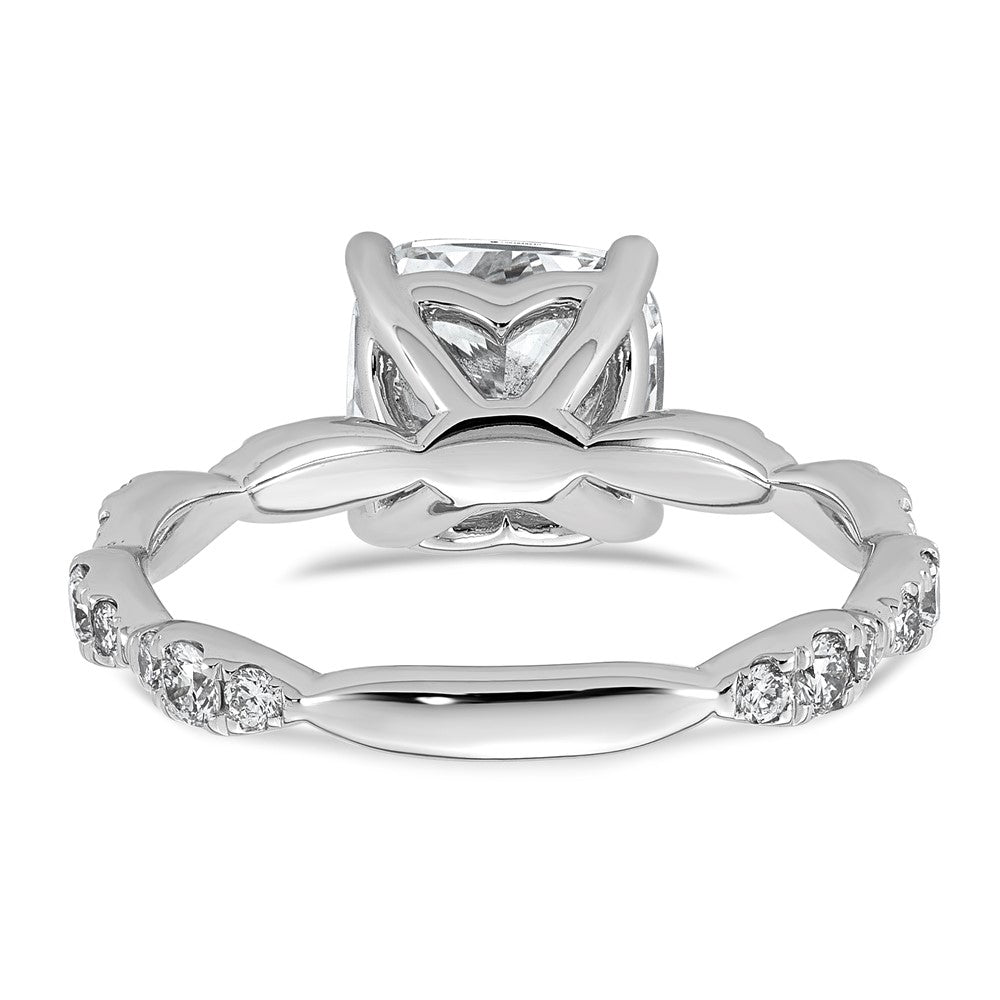 14kw 3ct Certified Cushion Center Lab Grown Diamond VS+ F+ Comp Ring
